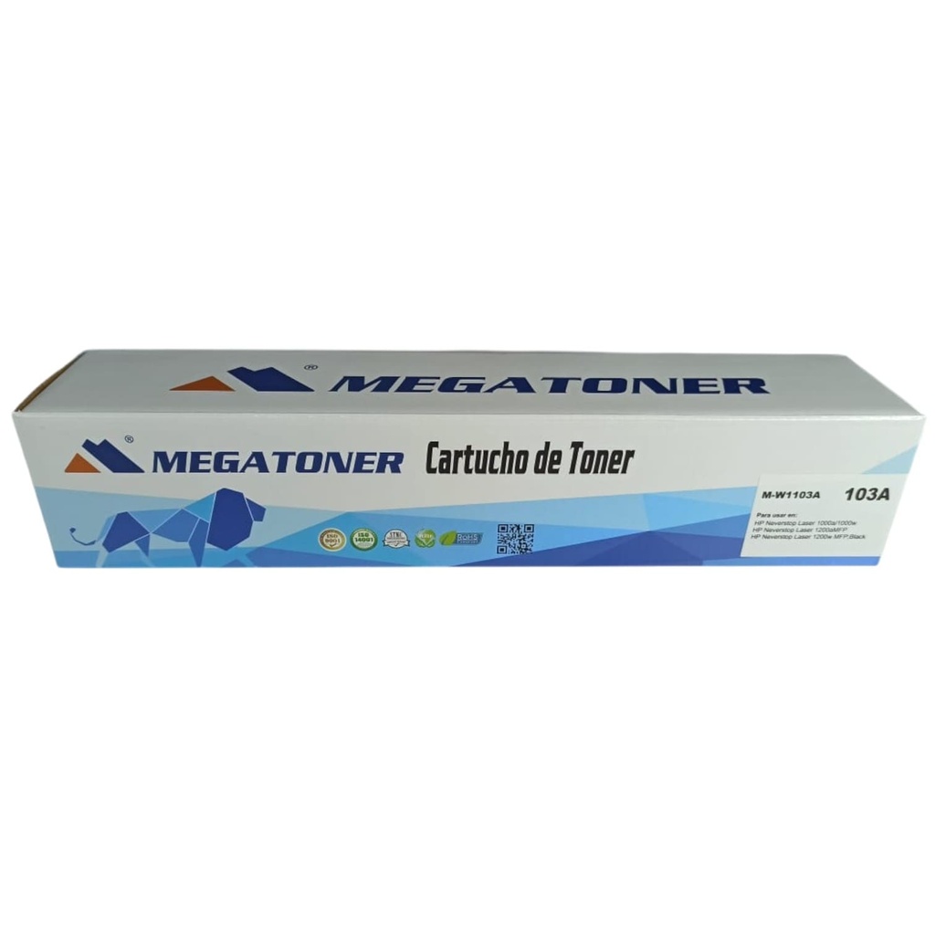 Tóner HP 103A MEGATONER Genérico Negro (M-W1103A) Compatible con HP Neverstop 1000 Neverstop 1200