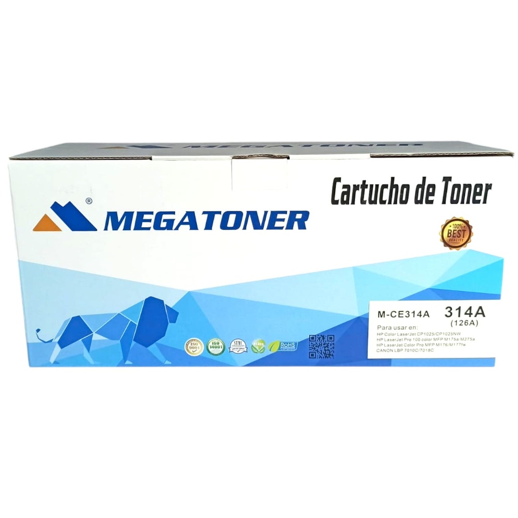 Tambor de Creación de Imágenes HP 126A MEGATONER Genérico Negro (M-CE314A) Compatible con HP CP1025 100 M175 100 M176 100 M177 TopShot M275