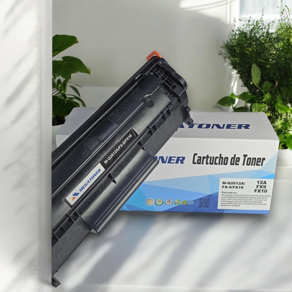 Tóner HP 12A MEGATONER Genérico Negro (M-Q2612A/FX9/FX10) HP 1010 1020 3015 Canon L90 L120 MF4150 MF4370