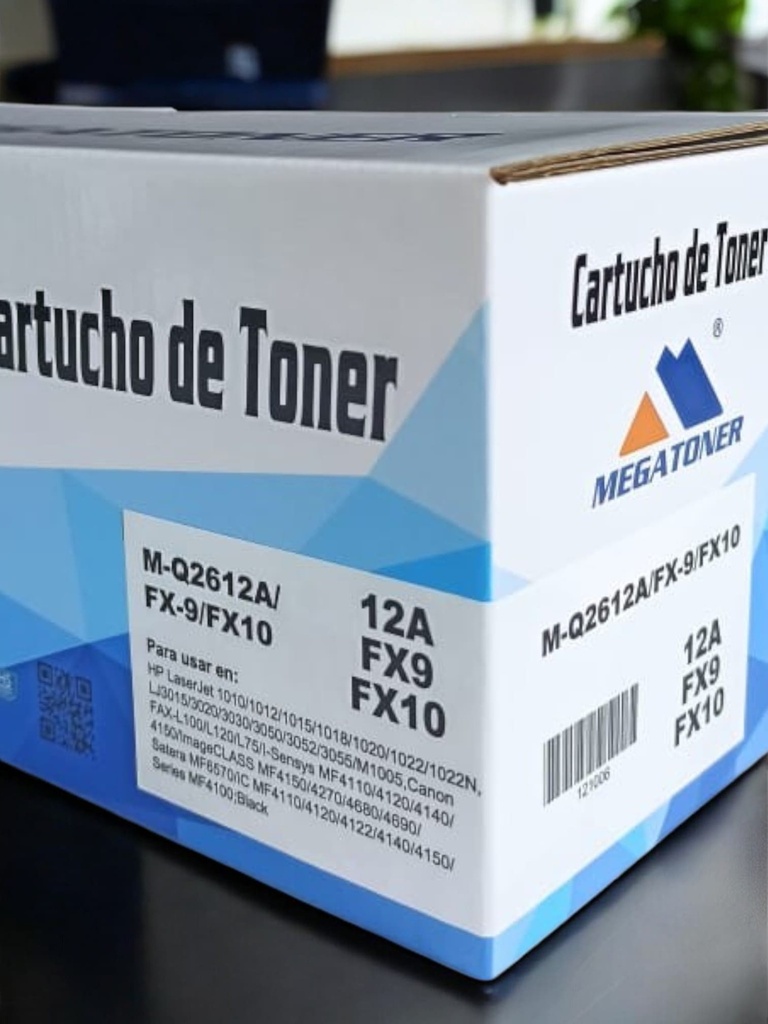 Tóner HP 12A MEGATONER Genérico Negro (M-Q2612A/FX9/FX10) HP 1010 1020 3015 Canon L90 L120 MF4150 MF4370