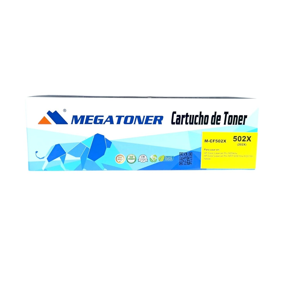 Tóner HP 202X MEGATONER Genérico Negro (M-CF502X) Compatible con HP M254 M281fdw M281fdn