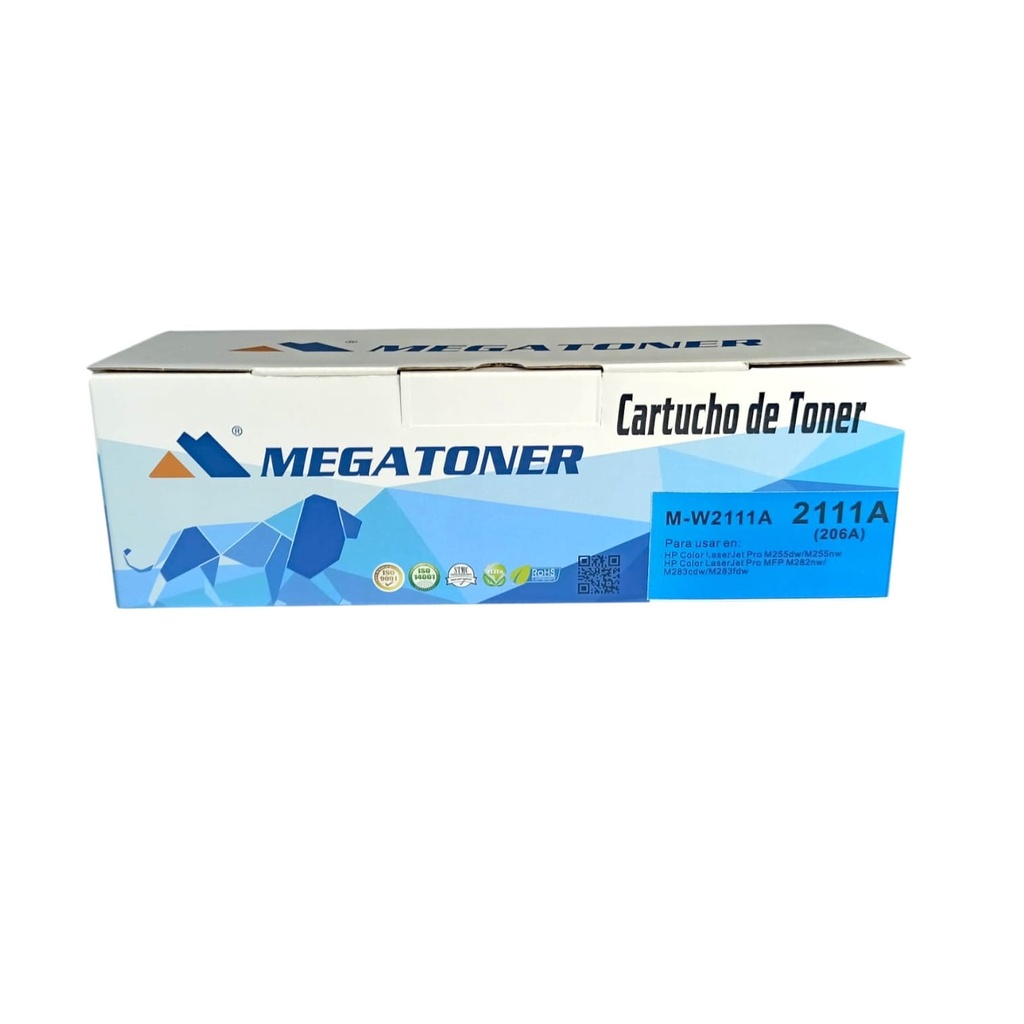 Tóner HP 206A sin chip MEGATONER Genérico Negro (M-W2111Asc) Compatible con HP M283 M255