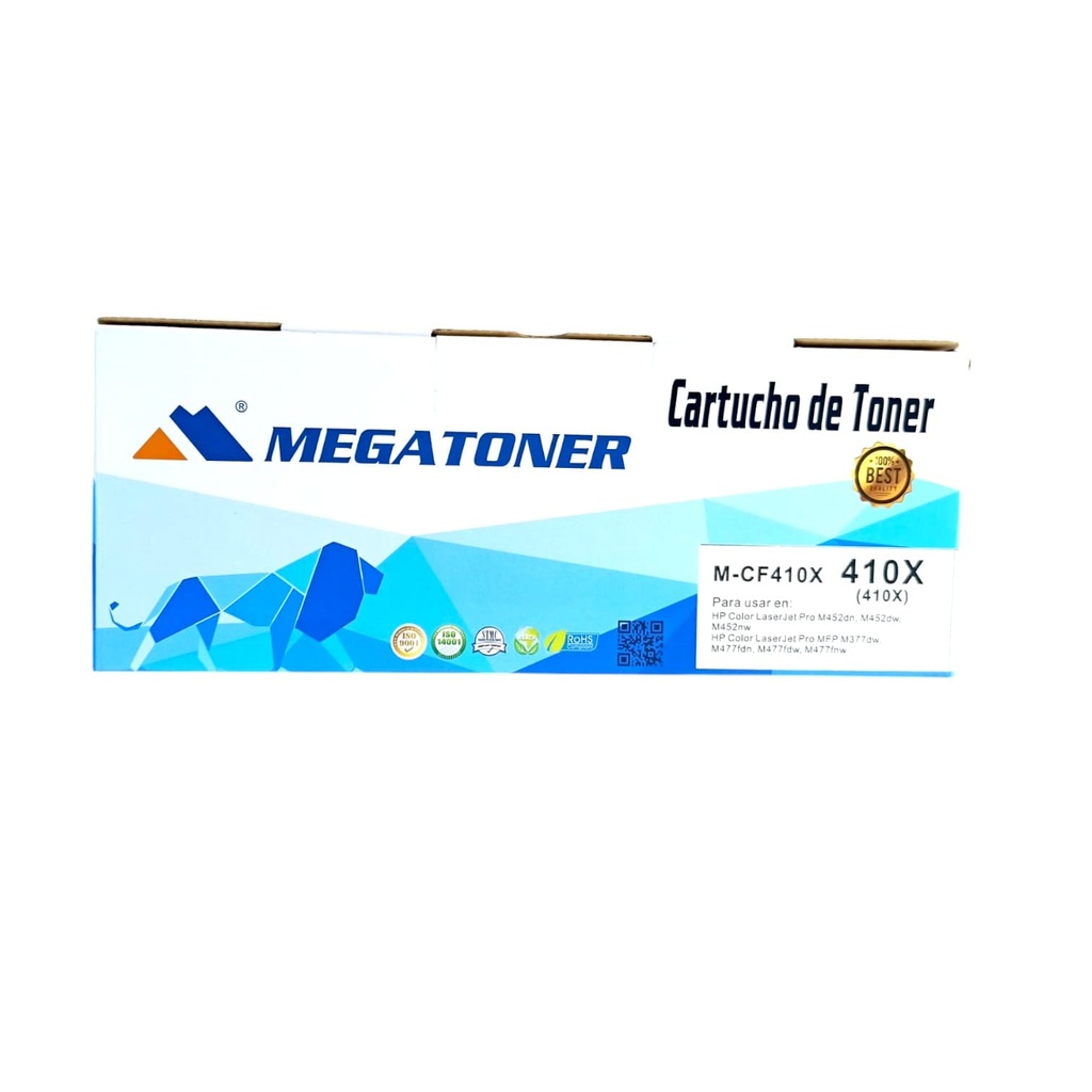 Tóner HP 410X MEGATONER Genérico Negro (M-CF410X) Compatible con HP M452 M477