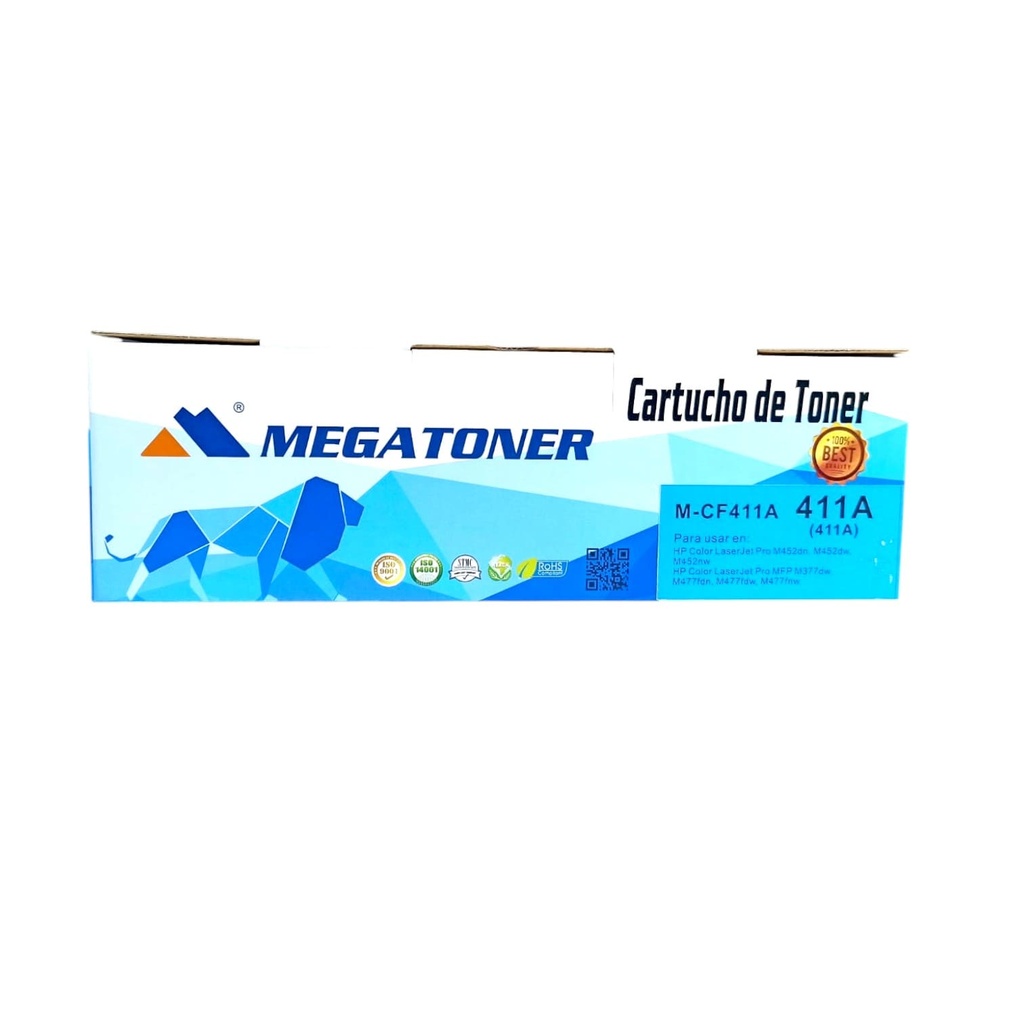 Tóner HP 411A MEGATONER Genérico Negro (M-CF411A) Compatible con HP M452 M477
