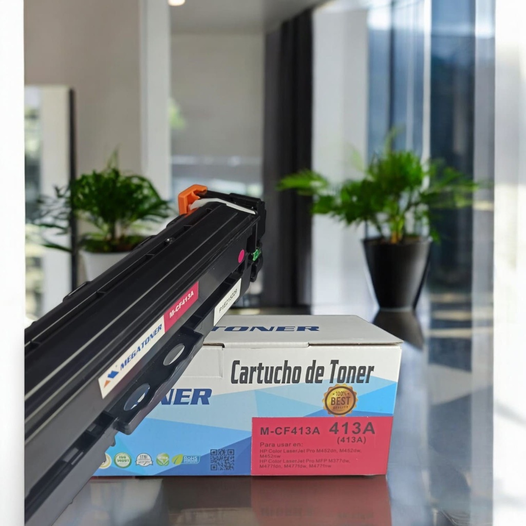 Tóner HP 413A MEGATONER Genérico Negro (M-CF413A) Compatible con HP M452 M477