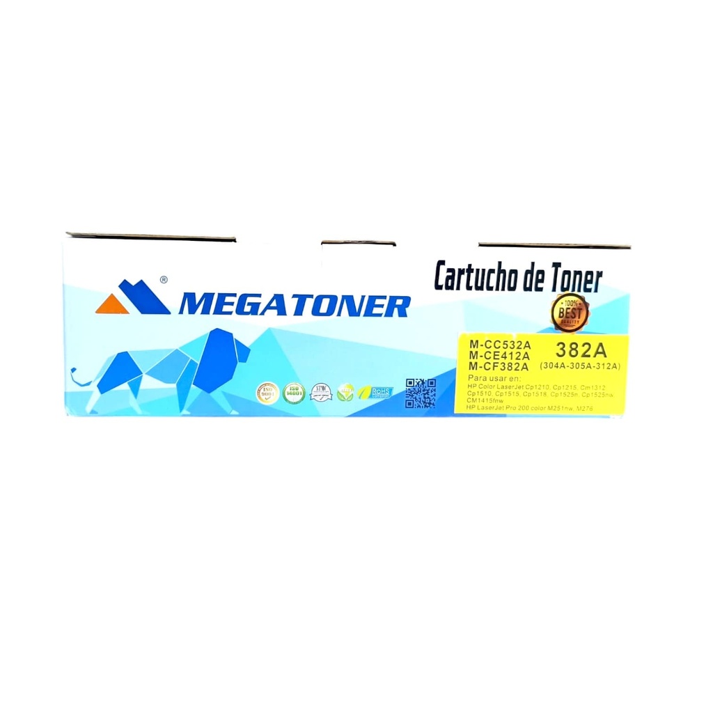 Tóner HP 304A/305A/312A MEGATONER Genérico Negro (M-CC532A/CE412A/CF382A) Compatible con HP CM2320 CP2025 M451 M475 M476