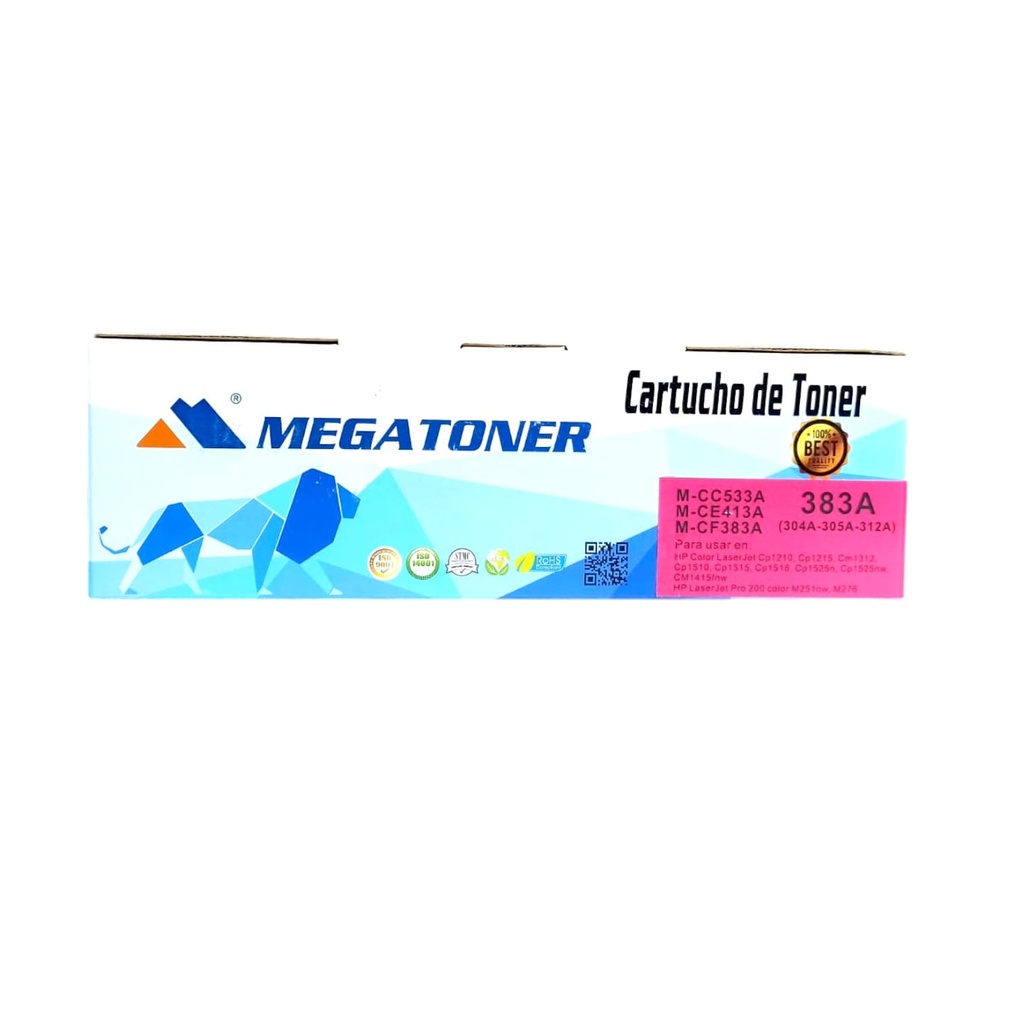 Tóner HP 304A/305A/312A MEGATONER Genérico Negro (M-CC533A/CE413A/CF383A) Compatible con HP Color LaserJet CM2320fxi 2320n 2320nf CP2020 2025 M451nw M475dn M475dw M476dn dw nw