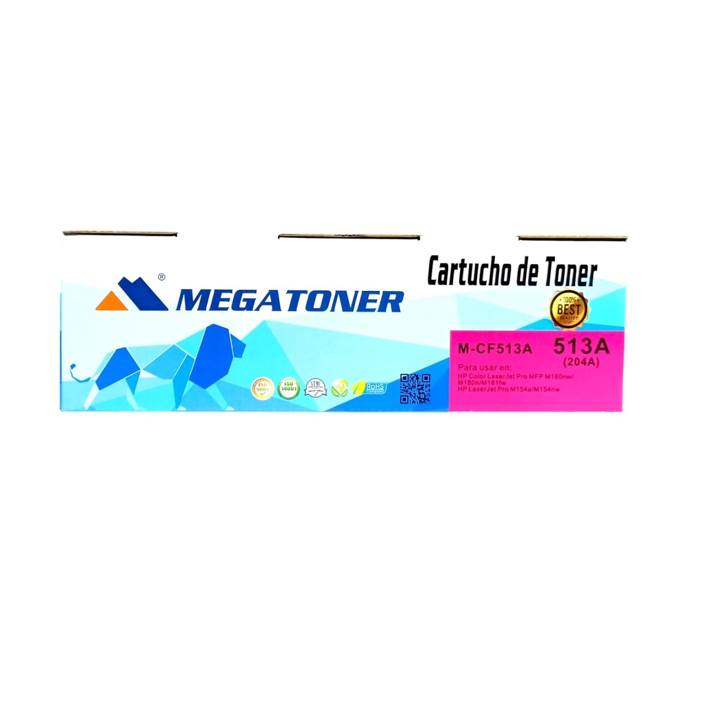 Tóner HP 204A MEGATONER Genérico Negro (M-CF513A) Compatible con HP M154 M180 M181