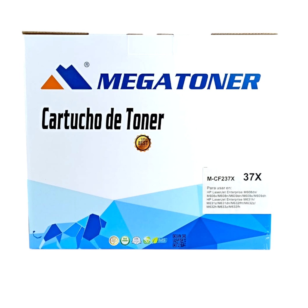 Tóner HP 37X MEGATONER Genérico Negro (M-CF237X) Compatible con HP M608 M631 M632 M633