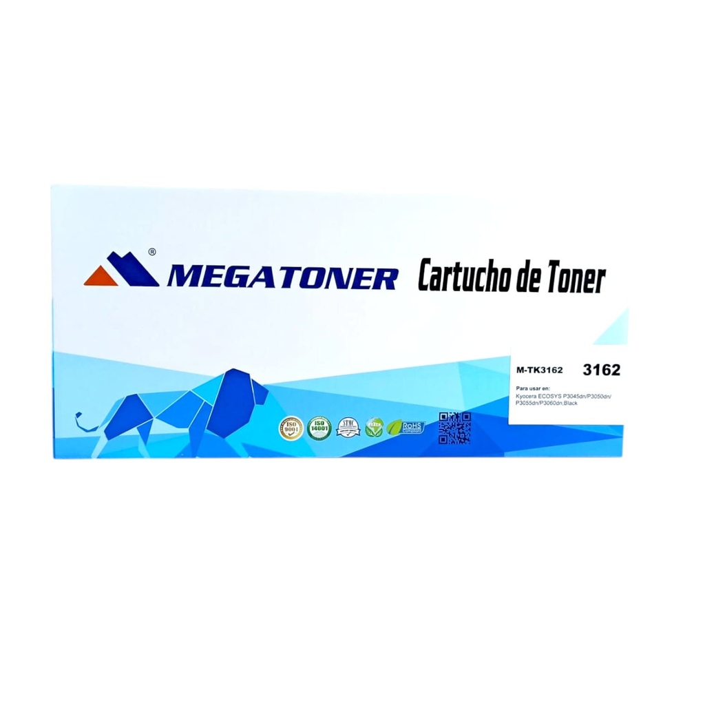 Tóner Kyocera 3162 MEGATONER Genérico Negro (M-TK3162) Compatible con Kyocera P3055dn P3060dn