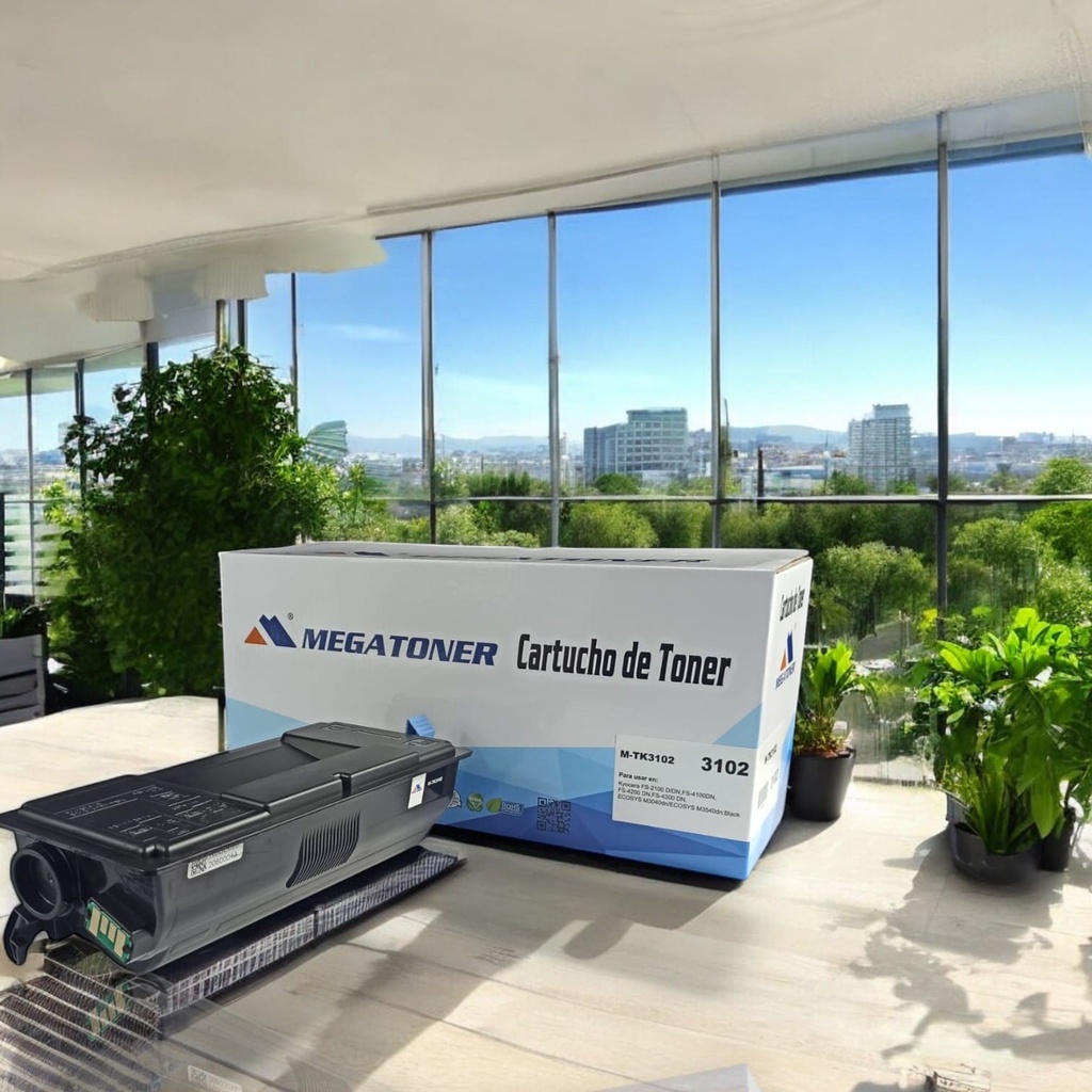 Tóner Kyocera 3102 MEGATONER Genérico Negro (M-TK3102) Compatible con Kyocera FS-2100 4100 4200 4300 ECOSYS M3040 M3540