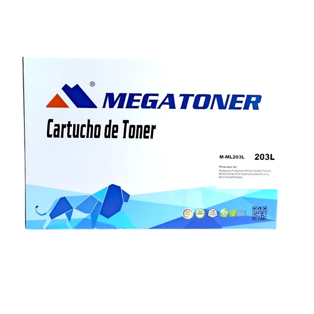 Tóner Samsung 203L MEGATONER Genérico Negro (M-ML203L) Compatible con Samsung M3320 M3370 M3820 M3870 M4020 M4070