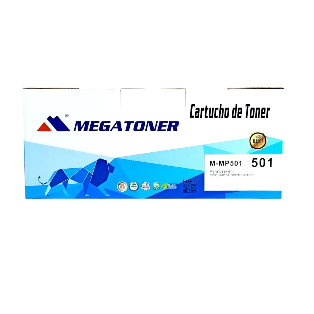 Tóner Ricoh 601 MEGATONER Genérico Negro (M-MP601) Compatible con Ricoh SP5300 SP5310 MP501 MP601