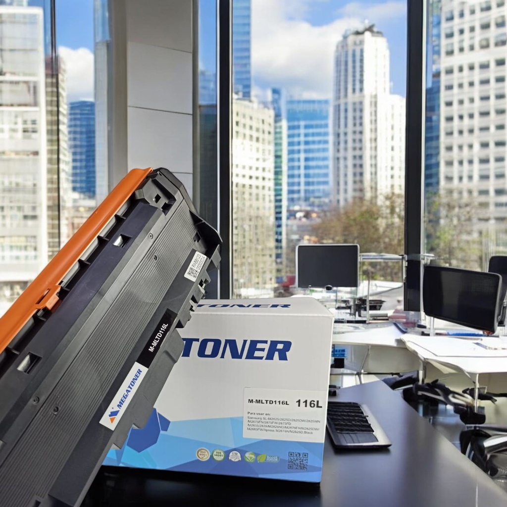 Tóner Samsung 116L MEGATONER Genérico Negro (M-MLTD116L) Compatible con Samsung SL-M2625 SL-M2825 SL-M2675 SL-M2875 SL-M2835 SL-M2826 SL-M2876 SL-M2885 Xpress M2676 Xpress M2626