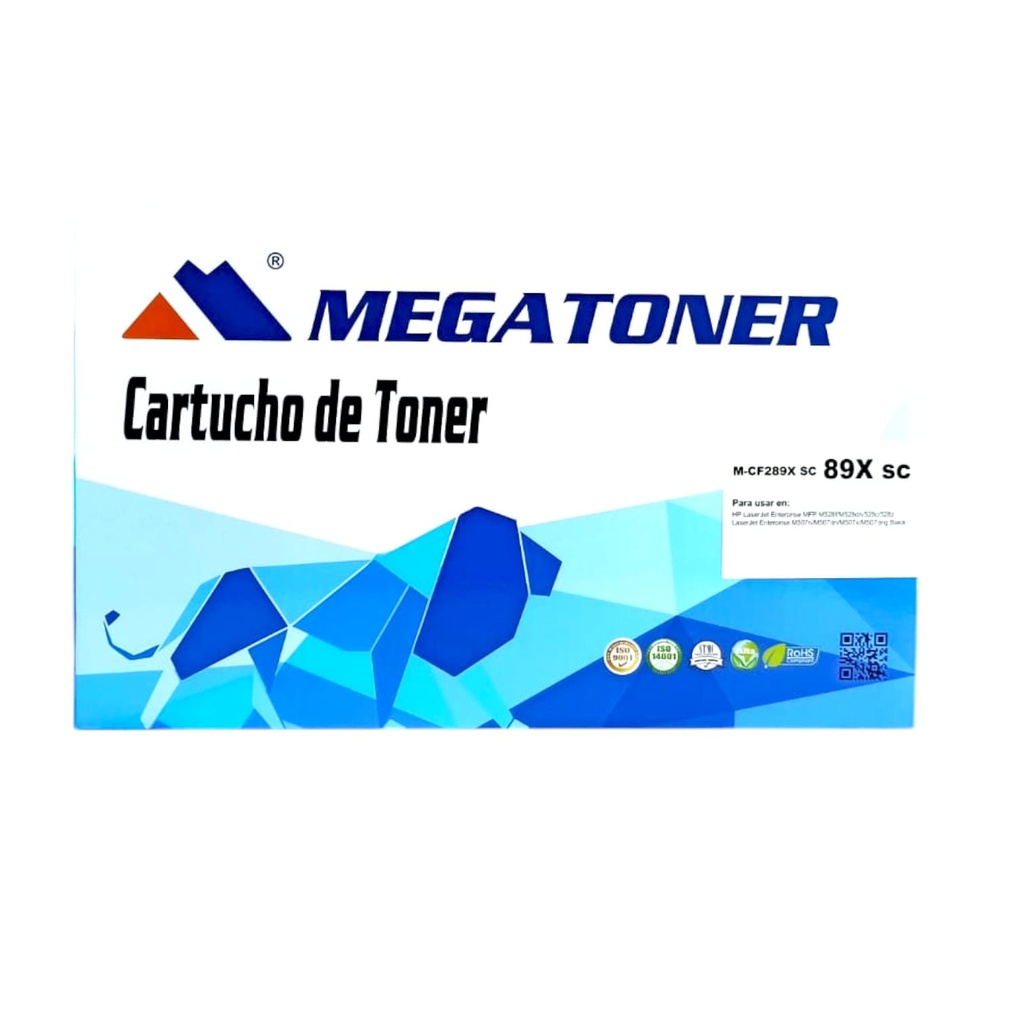 Tóner HP 89X sin chip MEGATONER Genérico Negro (M-CF289Xsc) Compatible con HP M528 M507