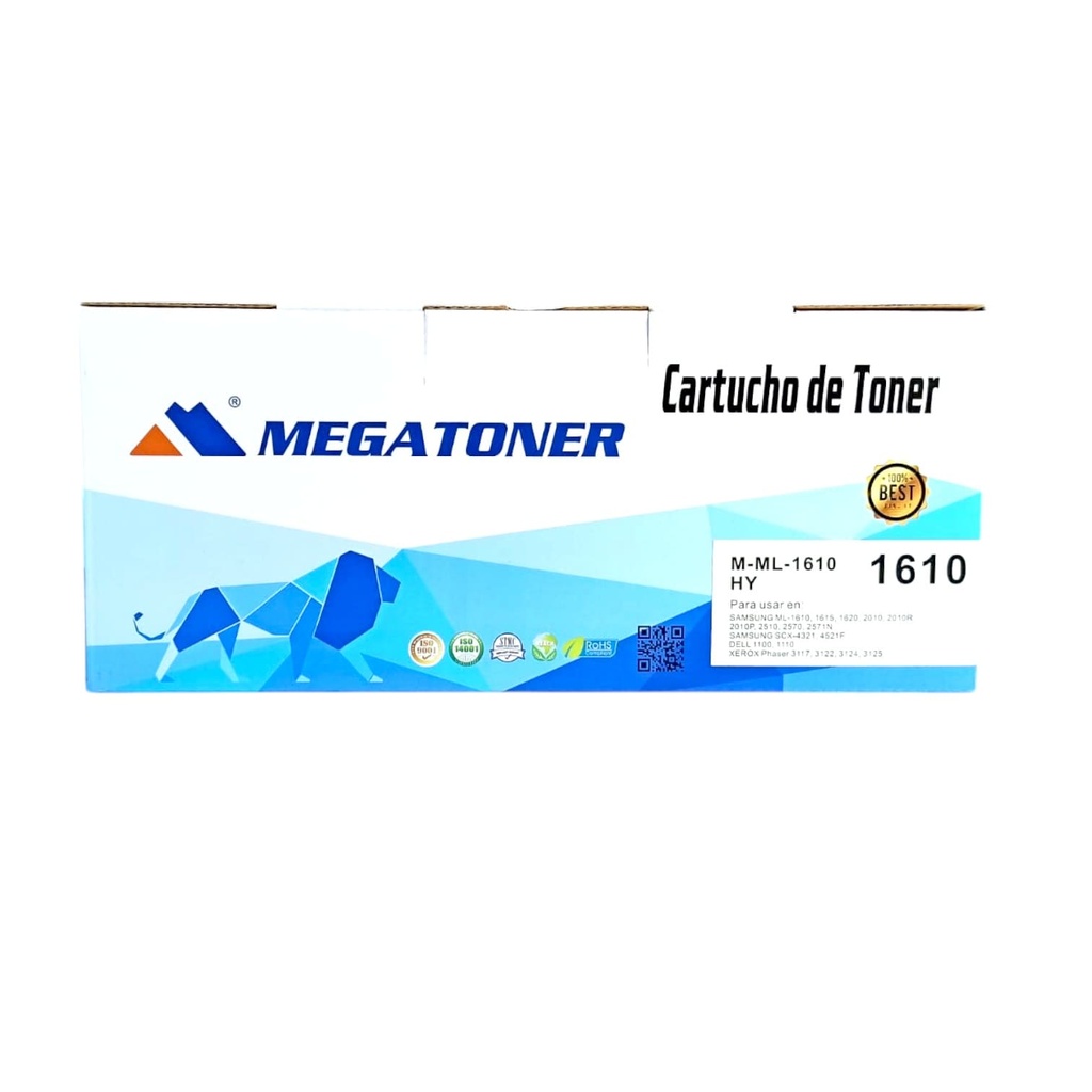 Tóner Samsung 1610 MEGATONER Genérico Negro (M-ML1610) Compatible con Samsung ML-1610 1620 2010 2510 SCX-4521 y Xerox 3117 3122
