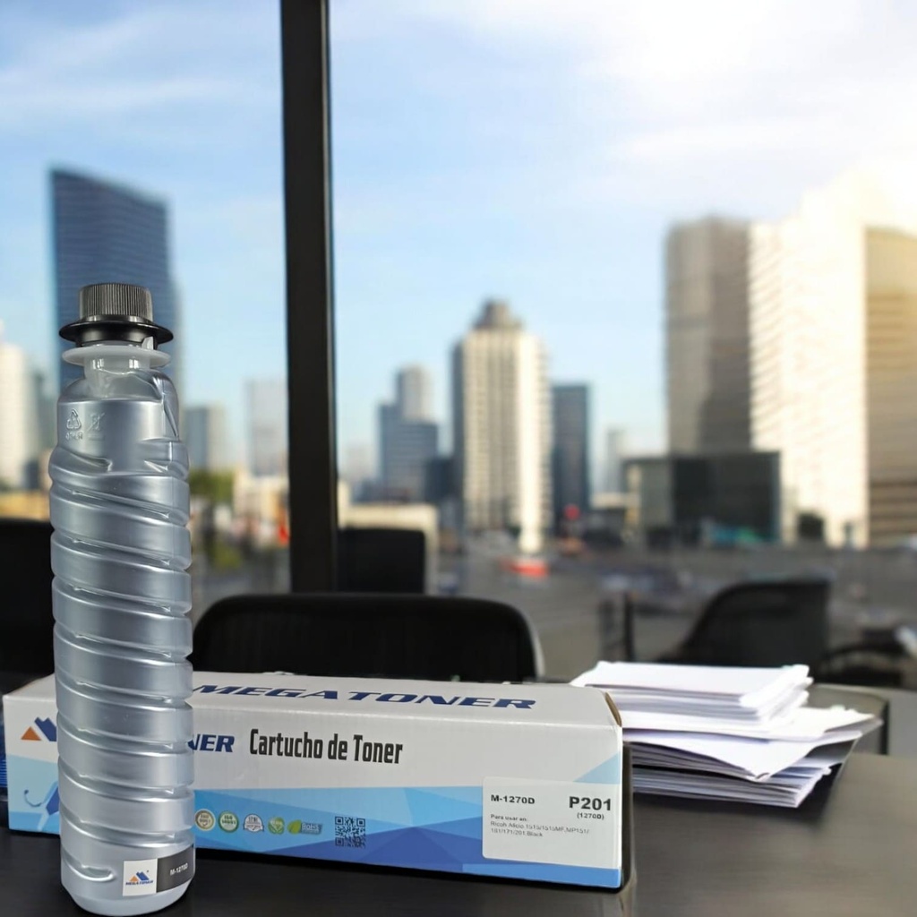 Tóner Ricoh MP201 MEGATONER Genérico Negro (M-1270D) Compatible con Ricoh Aficio 1515 MP151 161 171 201