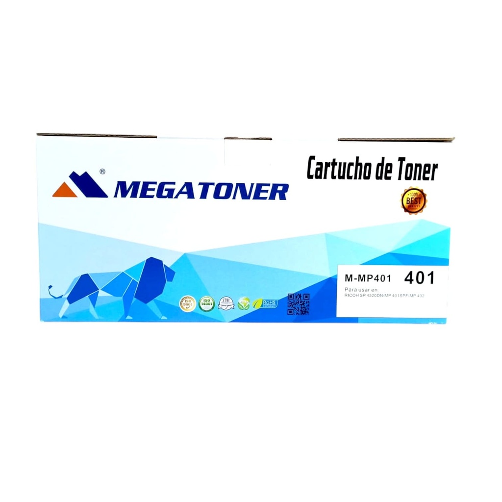 Tóner Ricoh 401 MEGATONER Genérico Negro (M-MP401) Compatible con Ricoh SP 4520 MP401