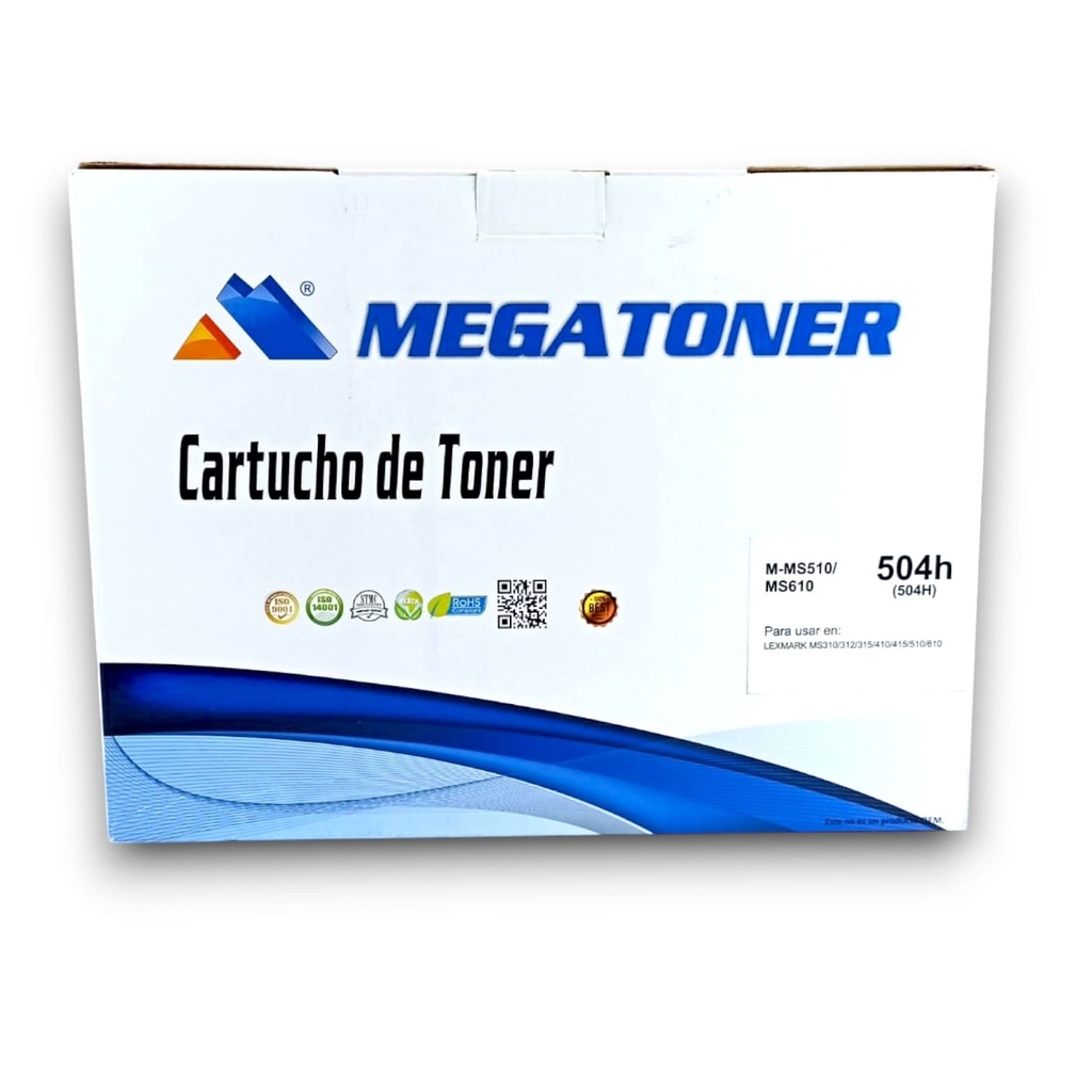 Tóner Lexmark 504H MEGATONER Genérico Negro (M-MS510/MS610) Compatible con Lexmark MS410 MS415 MS510 MS610