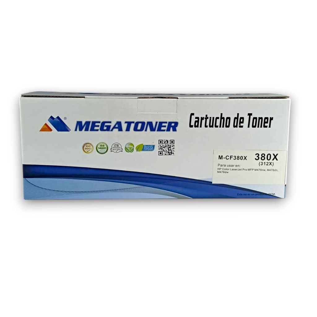 Tóner HP 312X MEGATONER Genérico Negro (M-CF380X) Compatible con HP Color LaserJet Pro M476