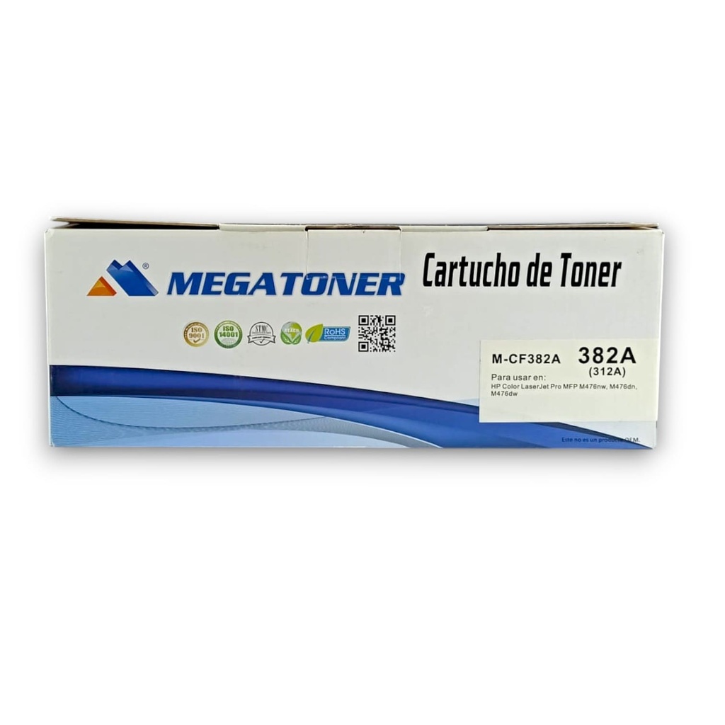 Tóner HP 312A MEGATONER Genérico Negro (M-CF382A) Compatible con HP Color LaserJet Pro M476