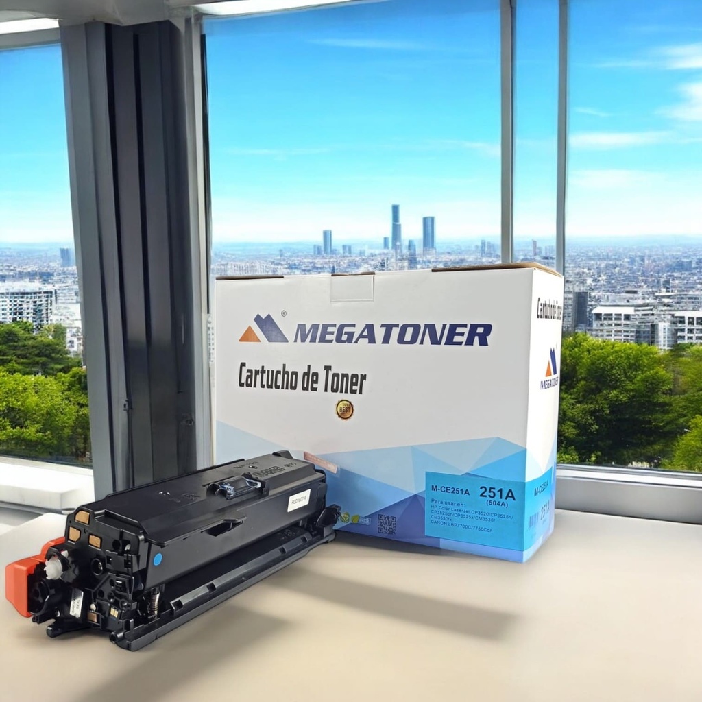 Tóner HP 504A MEGATONER Genérico Negro (M-CE251A) Compatible con HP CP3525 CM3530
