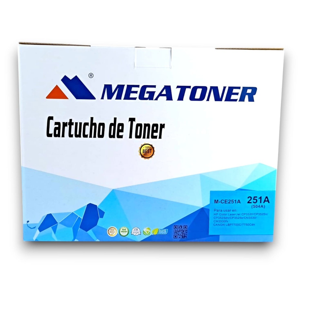 Tóner HP 504A MEGATONER Genérico Negro (M-CE252A) Compatible con HP CP3525 CM3530