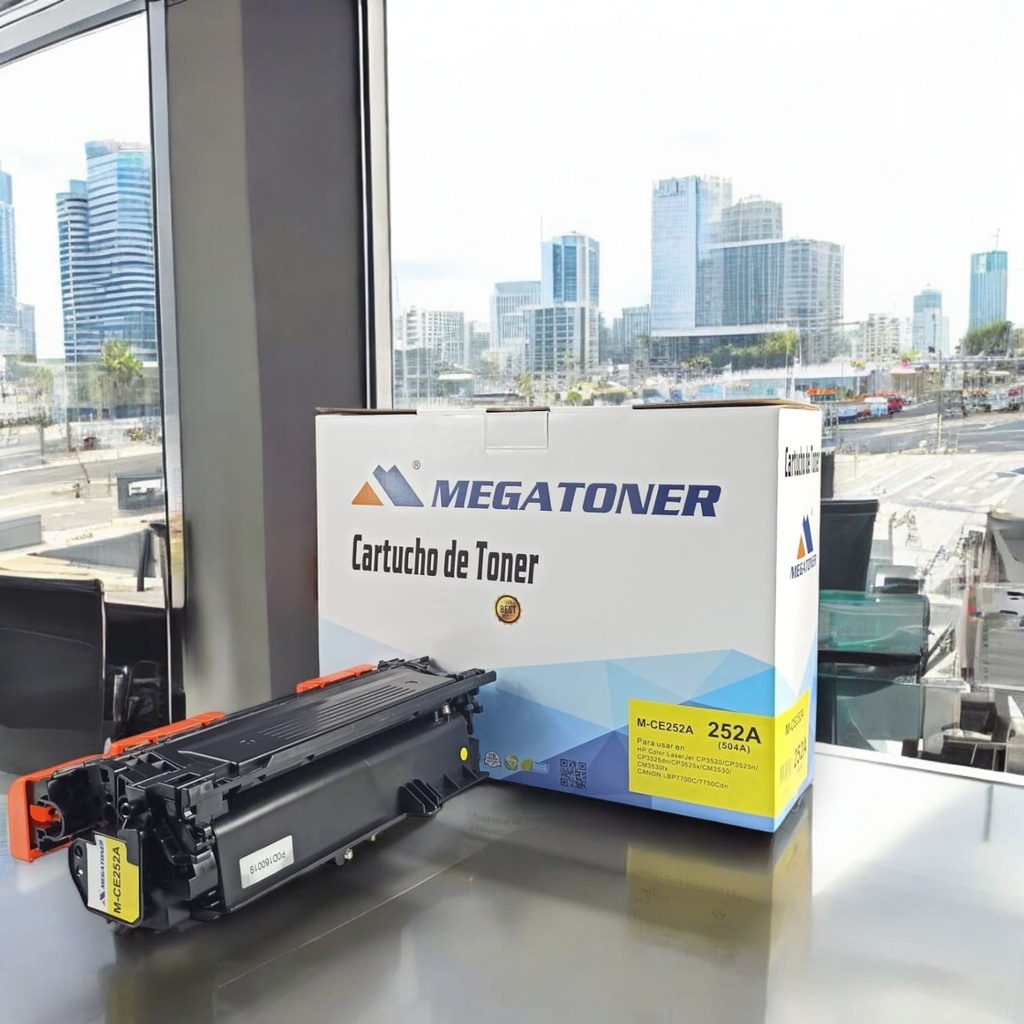 Tóner HP 504A MEGATONER Genérico Negro (M-CE252A) Compatible con HP CP3525 CM3530