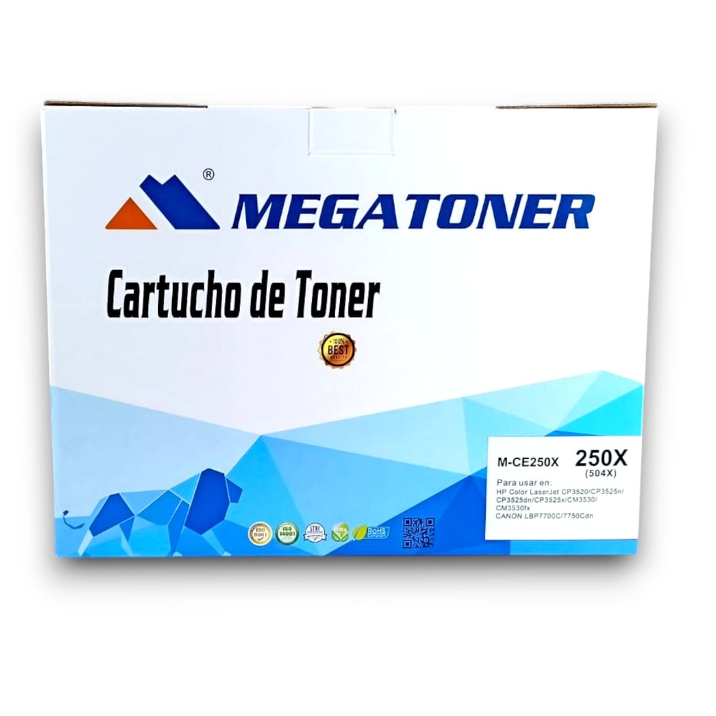 Tóner HP 504X MEGATONER Genérico Negro (M-CE250X) Compatible con HP CP3525 CM3530