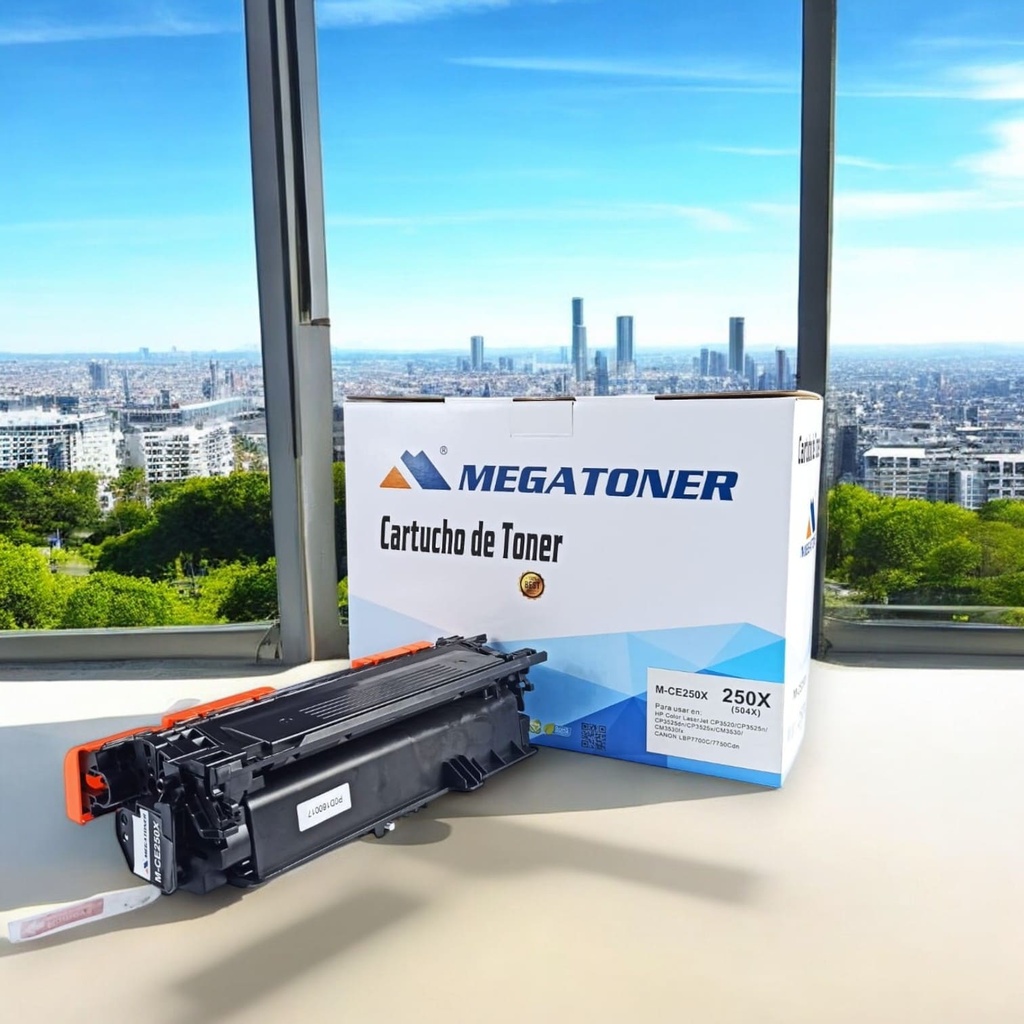 Tóner HP 504X MEGATONER Genérico Negro (M-CE250X) Compatible con HP CP3525 CM3530