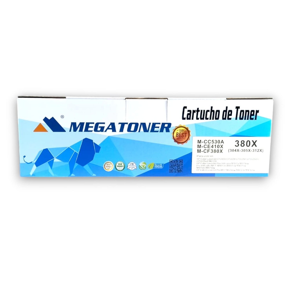 Tóner HP 304A/305X/312X MEGATONER Genérico Negro (M-CC530A/CE410X/CF380X) Compatible con HP CP2025 Pro400 M451 M475 M476 LBP7200Cdn MF8330Cdn 8380Cdw