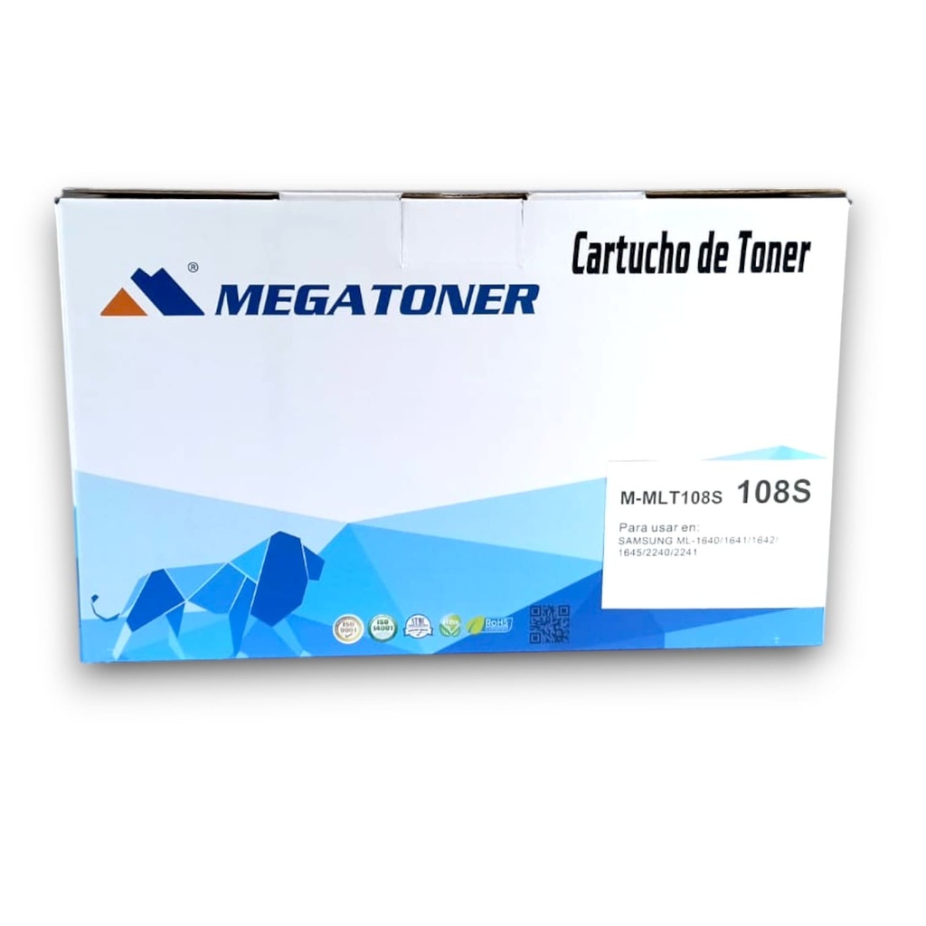 Tóner Samsung 108S MEGATONER Genérico Negro (M-MLT108S) Compatible con Samsung ML-164 ML-224