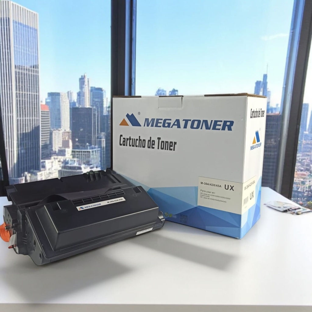 Tóner HP 38A/42X/45A MEGATONER Genérico Negro (M-38A/42X/45A) Compatible con HP 4200 4300 4240 4250 4350 4345 M4345