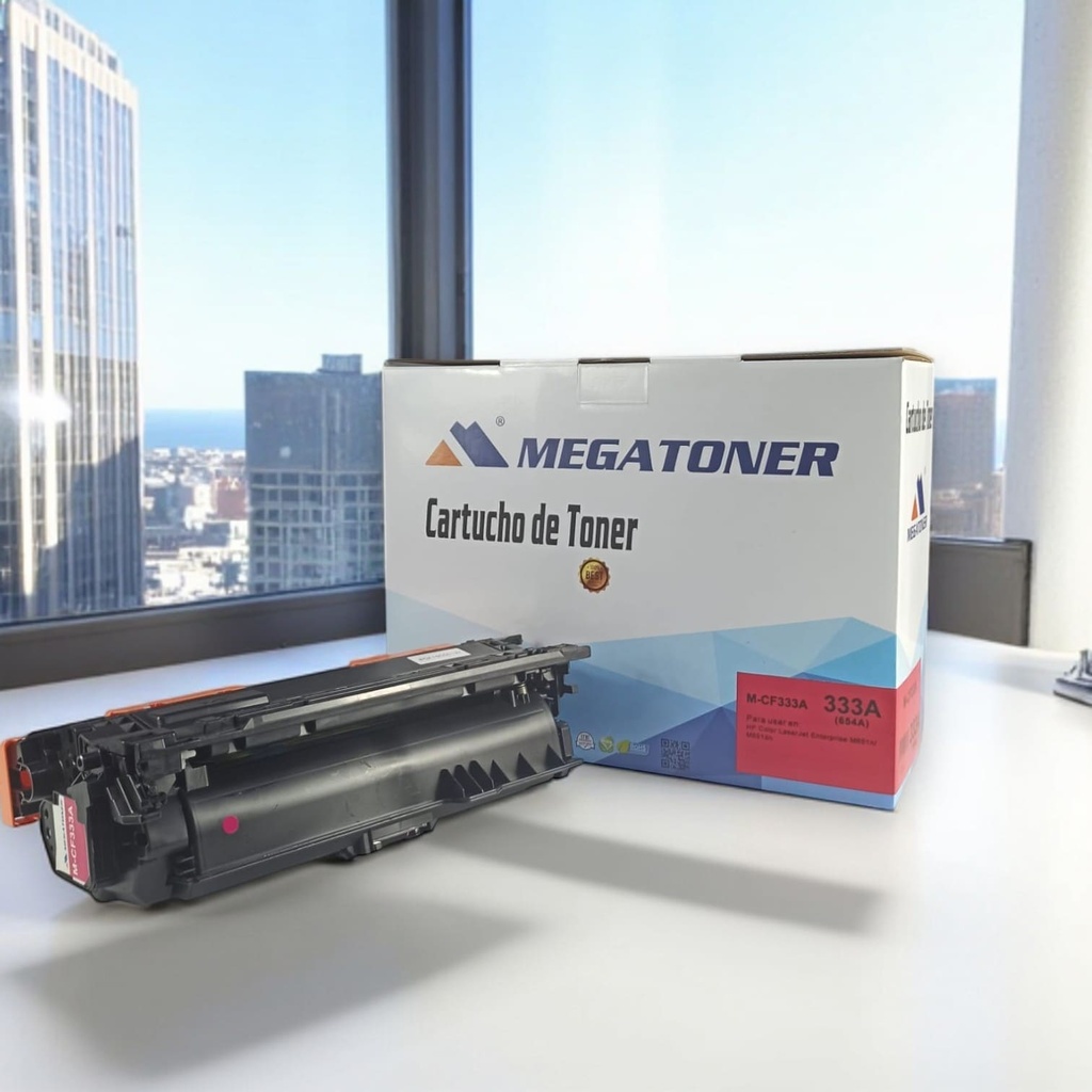 Tóner HP 654A MEGATONER Genérico Negro (M-CF333A) Compatible con HP Color LaserJet M651
