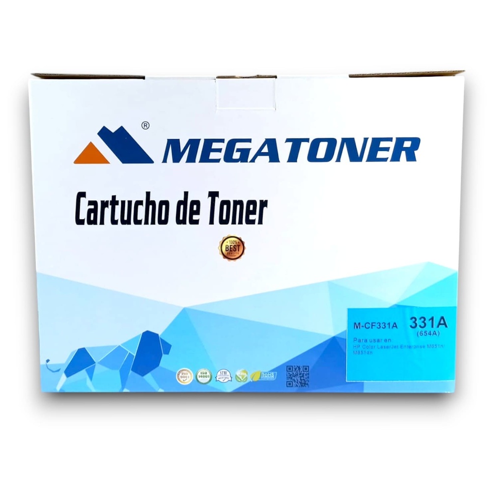 Tóner HP 654A MEGATONER Genérico Negro (M-CF331A) Compatible con HP Color LaserJet M651