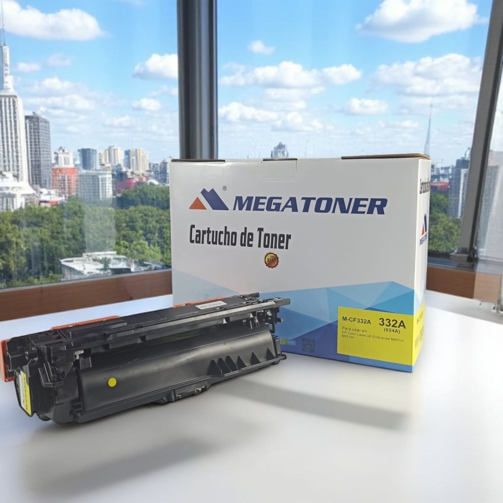 Tóner HP 654A MEGATONER Genérico Negro (M-CF332A) Compatible con HP Color LaserJet M651