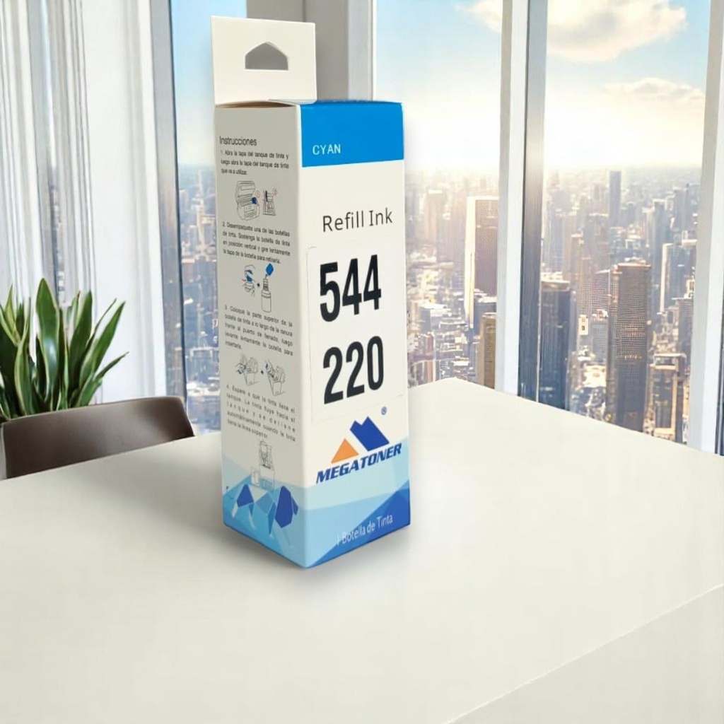 Botella de Tinta Epson 544 MEGATONER Genérico Cyan (M-T544220) Compatible con Epson L1110 L3110 L3150 L5190
