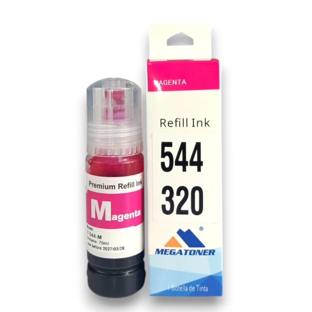Botella de Tinta Epson 544 MEGATONER Genérico Magenta (M-T544320) Compatible con Epson L1110 L3110 L3150 L5190