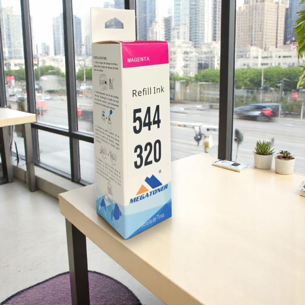 Botella de Tinta Epson 544 MEGATONER Genérico Magenta (M-T544320) Compatible con Epson L1110 L3110 L3150 L5190