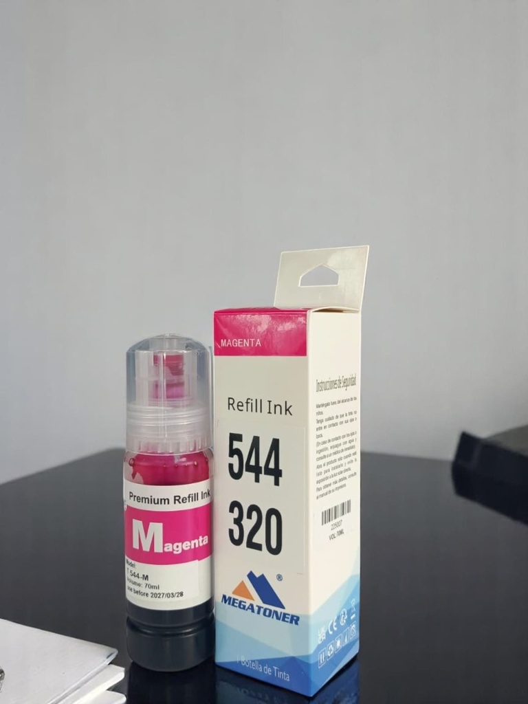 Botella de Tinta Epson 544 MEGATONER Genérico Magenta (M-T544320) Compatible con Epson L1110 L3110 L3150 L5190