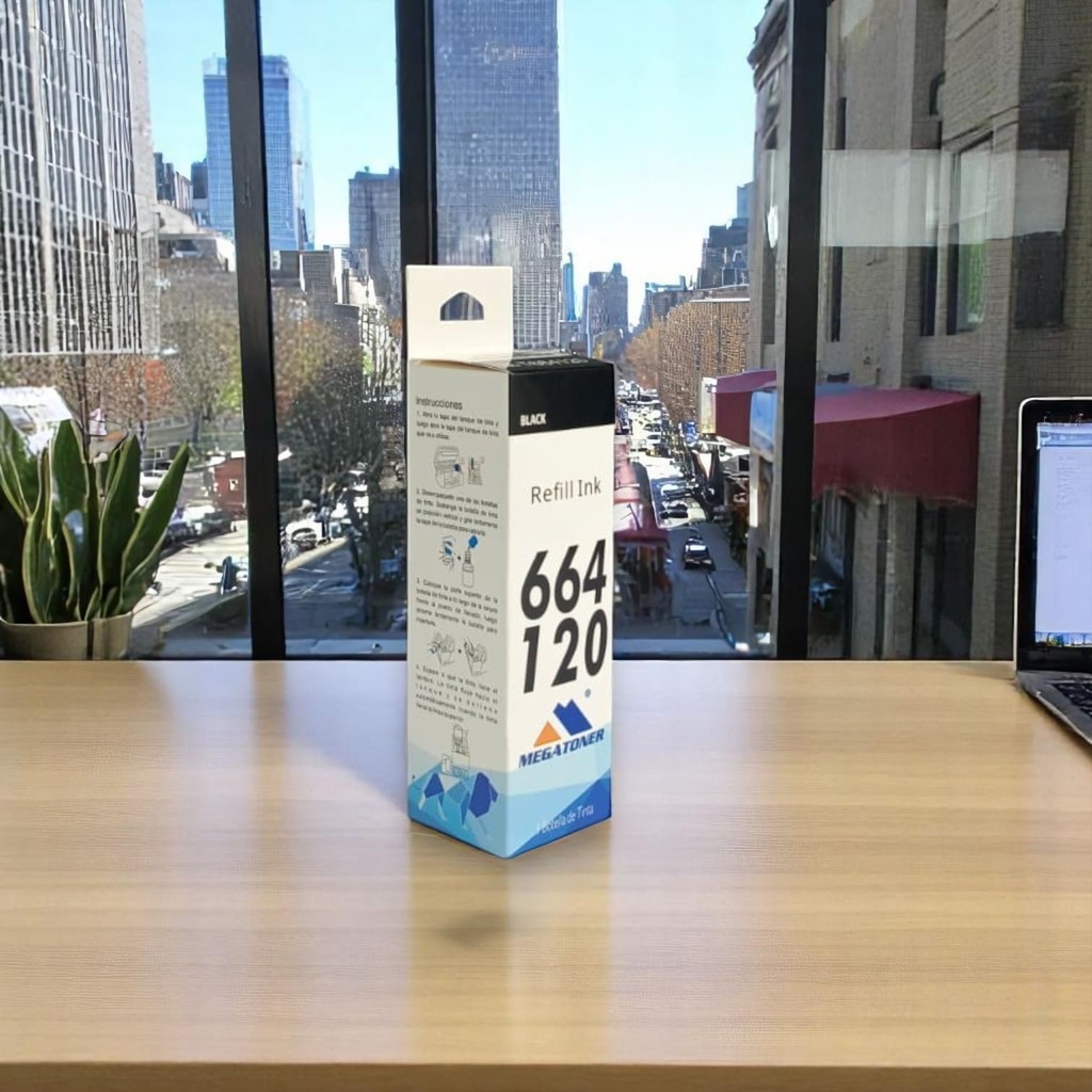 Botella de Tinta Epson 664 MEGATONER Genérico Negro (M-T664120) Compatible con Epson L220 L365 L565