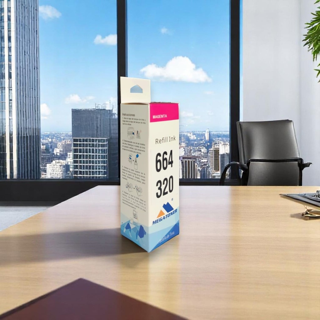 Botella de Tinta Epson 664 MEGATONER Genérico Magenta (M-T664320) Compatible con Epson L1110 L3110 L3150 L5190