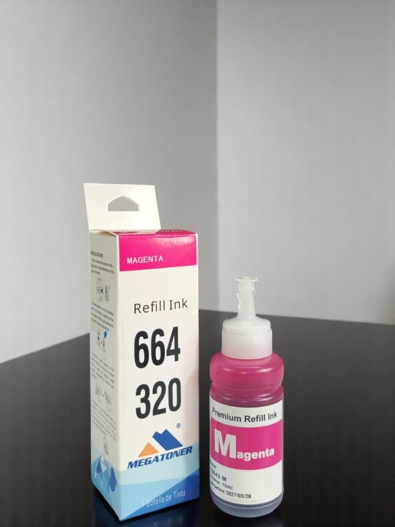 Botella de Tinta Epson 664 MEGATONER Genérico Magenta (M-T664320) Compatible con Epson L1110 L3110 L3150 L5190