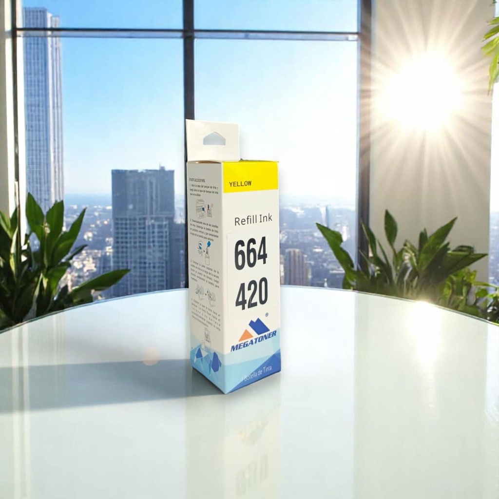 Botella de Tinta Epson 664 MEGATONER Genérico Yellow (M-T664420) Compatible con Epson L1110 L3110 L3150 L5190