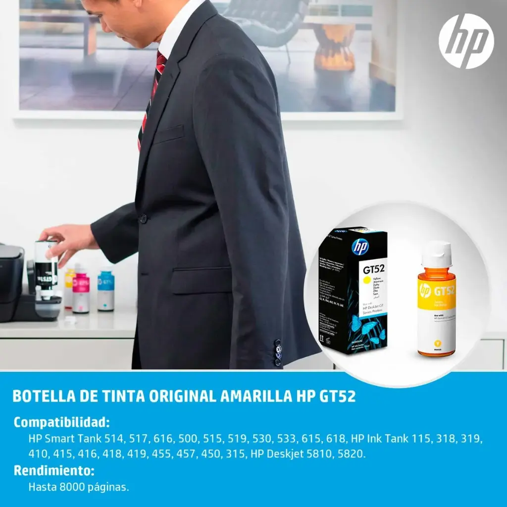 Botella de Tinta HP GT52 Yellow (M0H56AL) - Original