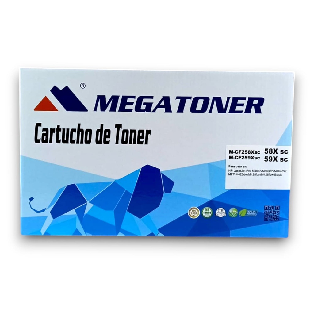 Tóner HP 58X sin chip (CF258X) Compatible con HP M404, M428 | Megatoner