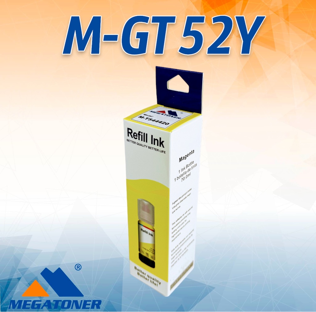 Botella de Tinta HP GT52 MEGATONER Genérico Yellow (M-GT52Y) Compatible con HP Ink Tank 100 300 400 415 GT5800 GT5810 GT5820 Smart Tank 400 500 520 530 600 700 720 6000 7000