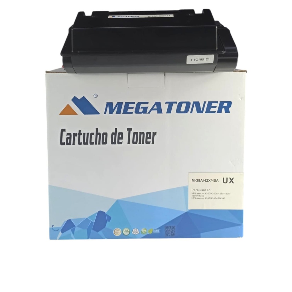 Tóner HP 38A/42X/45A (38A/42X/45A) Compatible con HP 4200, 4240, 4250, 4300, 4345, 4350 | Megatoner