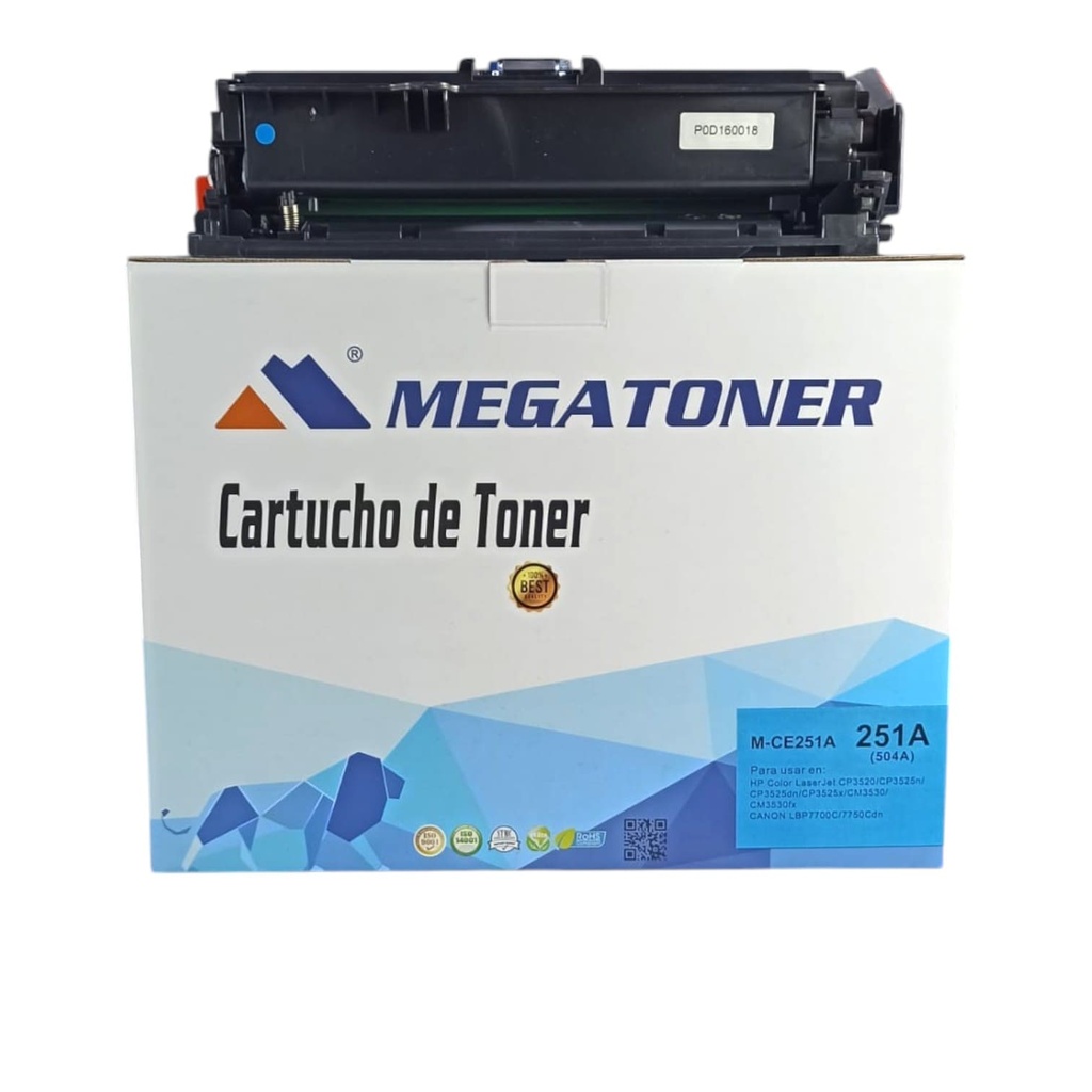Tóner HP 504A (CE251A) Compatible con HP CM3530, CP3525 | Megatoner