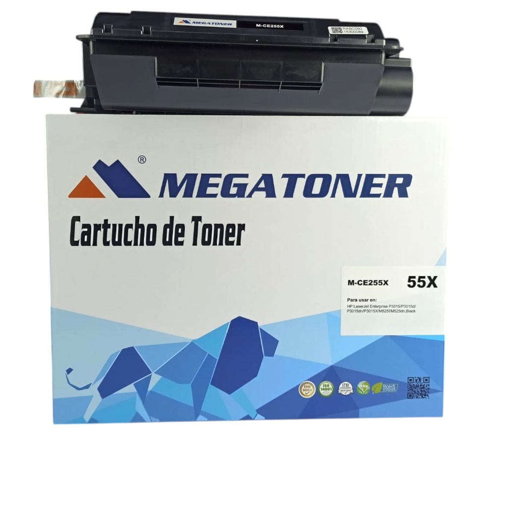 Tóner HP 55X (CE255X) Compatible con HP M525, P3015 | Megatoner